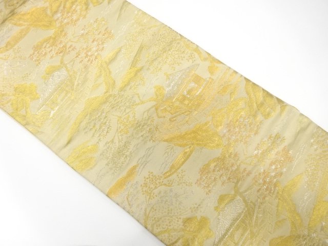 アンティーク　風景模様織り出し袋帯（材料）